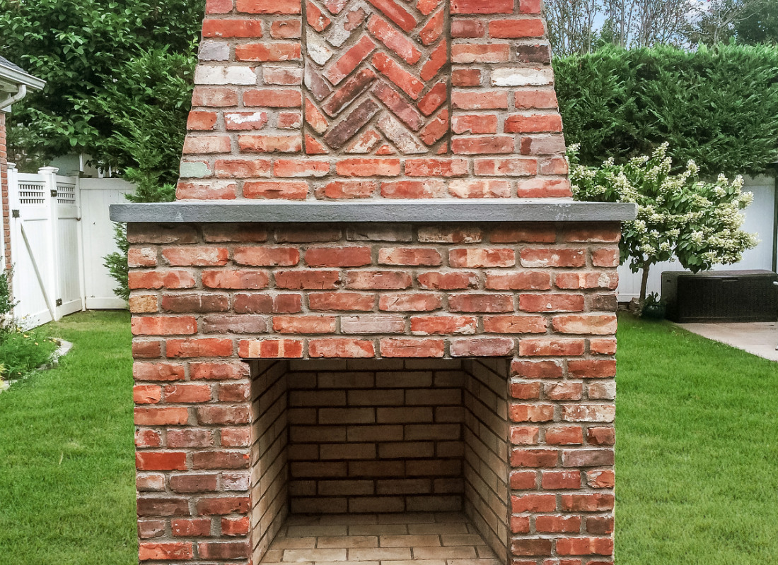 Brick fireplace